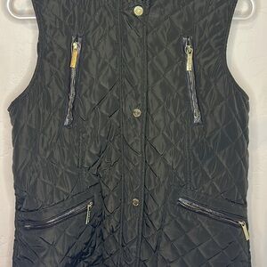 Green Quilted Vest with Gold Accents